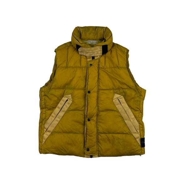 Stone Island 2010 Yellow Opaque Nylon Tela Down Gilet - XL