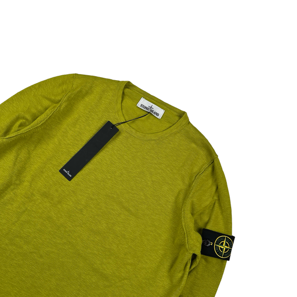 Stone Island 2015 Chartreuse Cotton Knitted Crewneck Jumper - Small