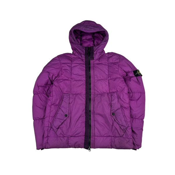 Stone Island 2018 Fuchia Down Filled Crinkle Puffer Jacket - Medium