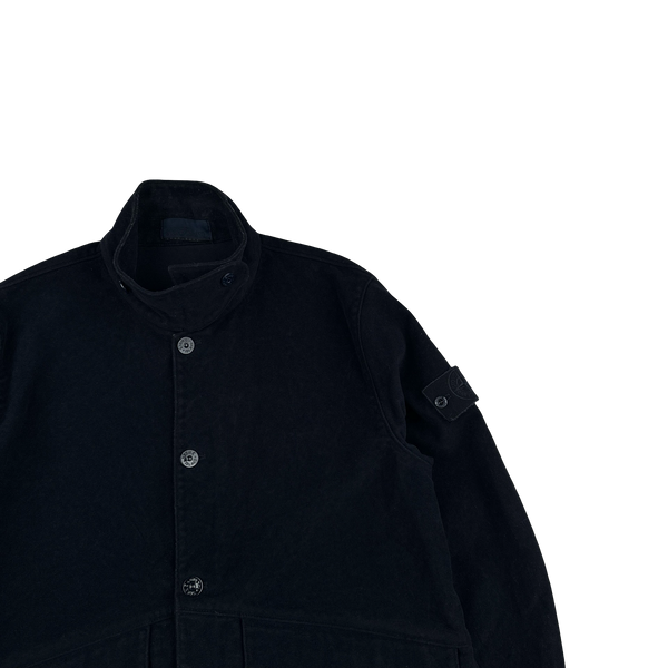 Stone Island 2021 Navy Cotton Nylon Moleskin TC Ghost Jacket - Large