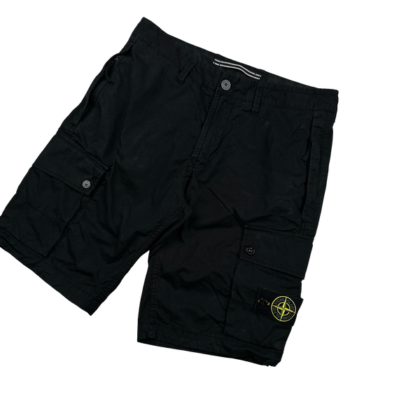 Stone Island 2024 Black Cotton SL Cargo Shorts - 32"