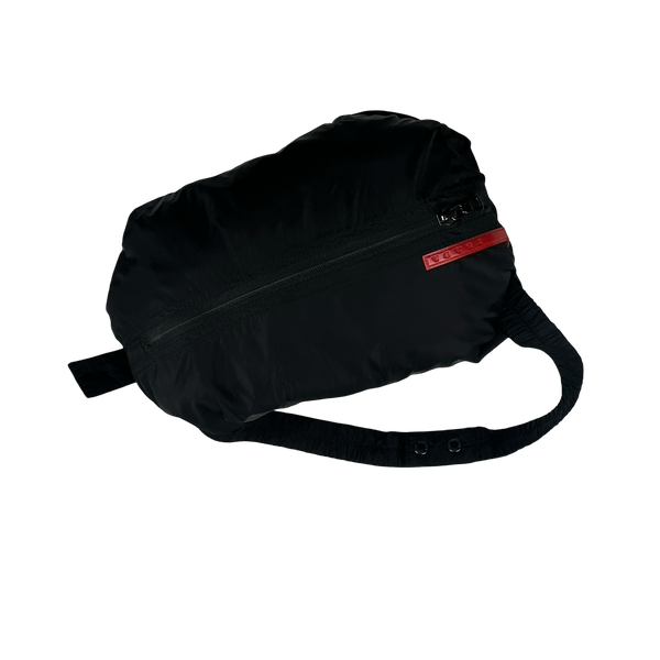 Prada Black Red Tab Packable Bag Nylon Windbreaker Jacket - Large