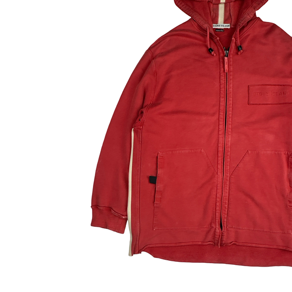 Stone Island 1995 Vintage Red Cotton Hooded Jumper - Large