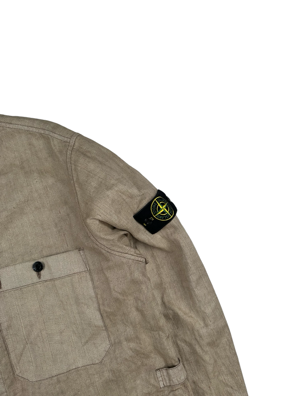 Stone Island 2002 Vintage Tan Lino Flax Jacket - XL