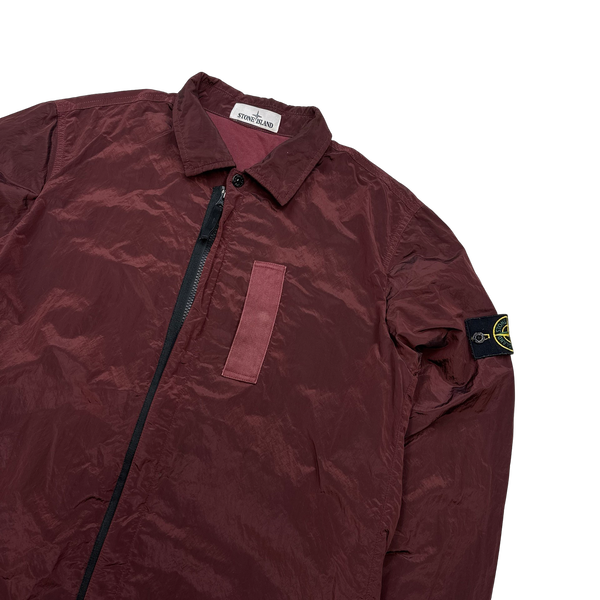Stone Island 2017 Maroon Nylon Metal Shimmer Overshirt - Large
