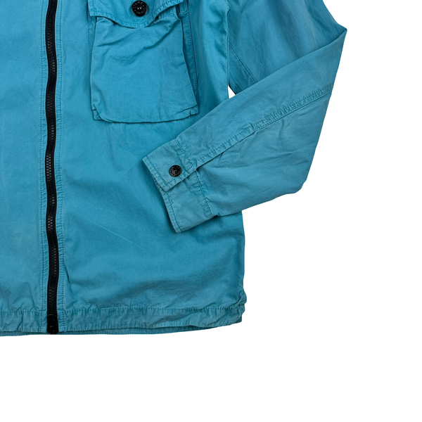 Stone Island 2020 Blue Zipped Cotton Overshirt - Small