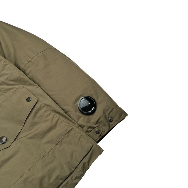 CP Company Khaki Micro M Down Filled Goggle Jacket - Large