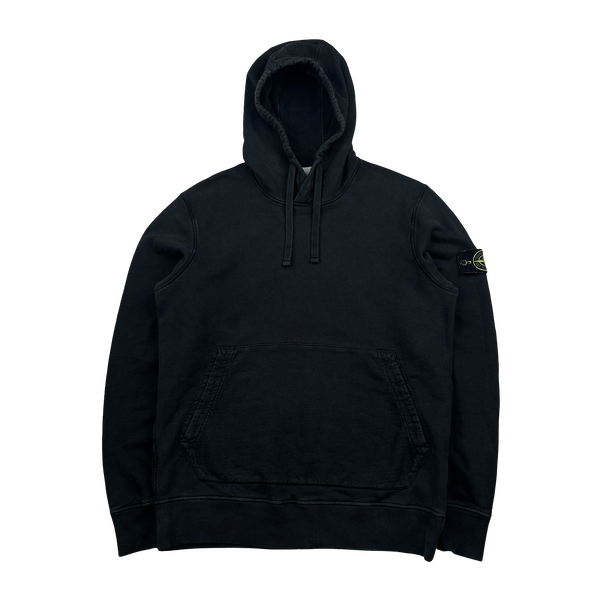 Stone Island 2022 Black Pullover Cotton Hoodie - Large