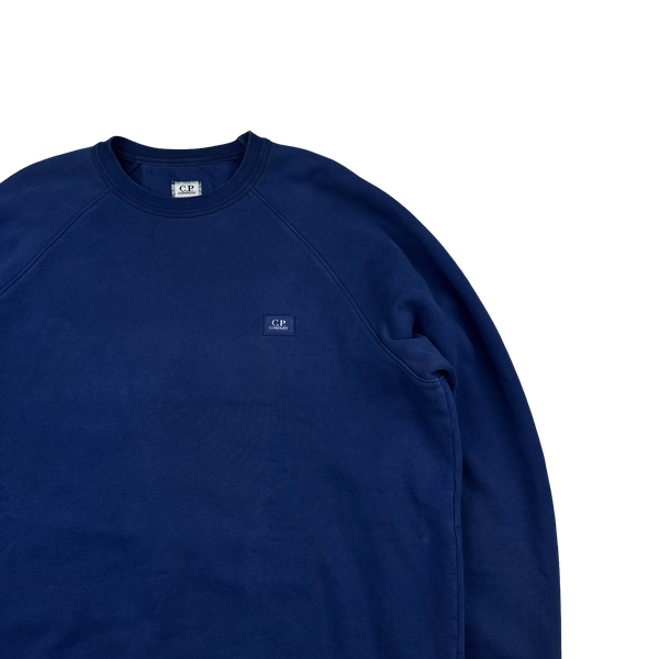 CP Company Blue Cotton Crewneck Patch Jumper - XL