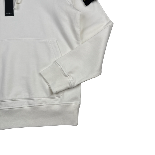 Stone Island 2021 White Pullover Cotton Hoodie - Small