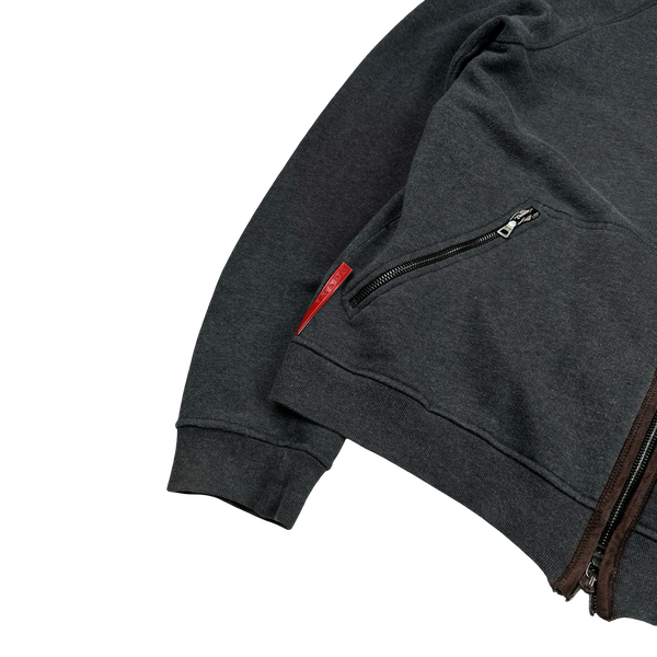 Prada Grey Lightweight Wool Zipped Knit Jumper - Large