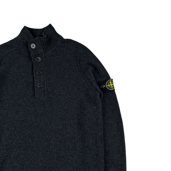 Stone Island 2018 Charcoal Lambswool Quarter Zip Pullover - Small
