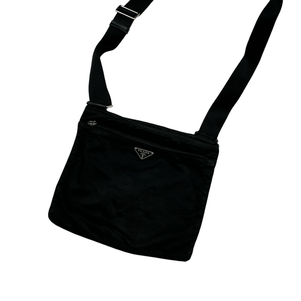 Prada Black Nylon Emblem Side Bag