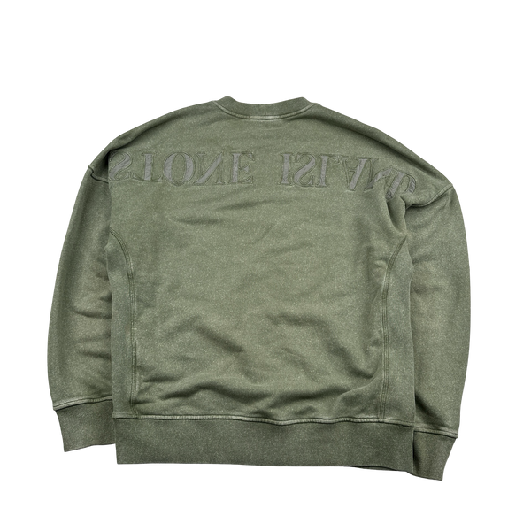 Stone Island 2020 Green Dust Coloured Embroidered Spellout Shorts Set - Medium