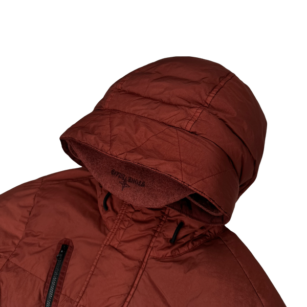 Stone Island 2021 Crinkle Reps Brick Red Down Parka Jacket - Small