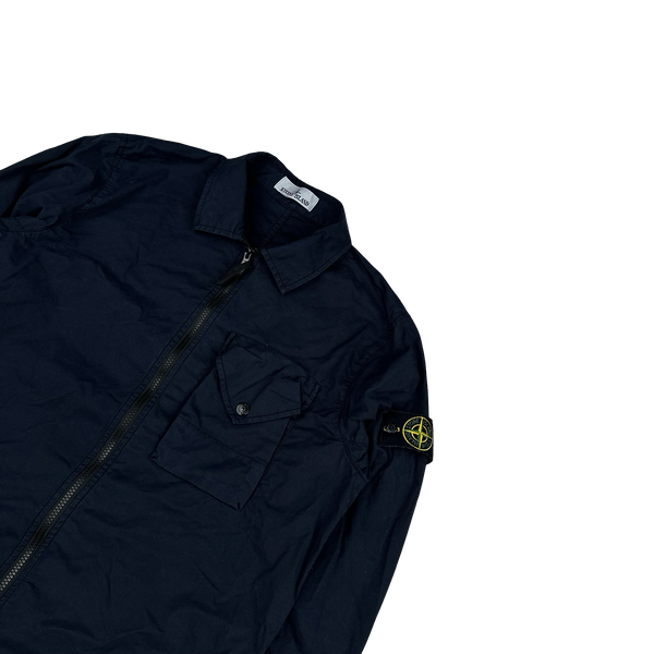Stone Island 2023 Navy Cotton Zipped Overshirt - Medium