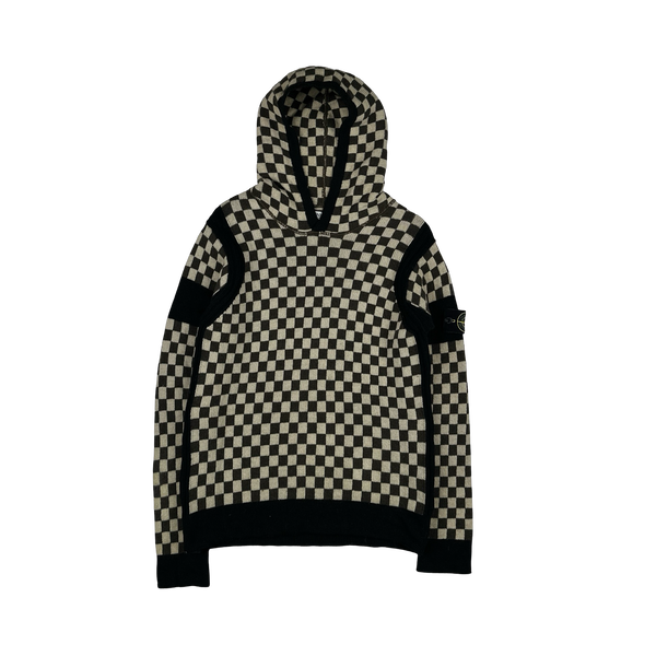 Stone Island 2010 Chequered Sample Wool Knit Hoodie VERY RARE - Medium