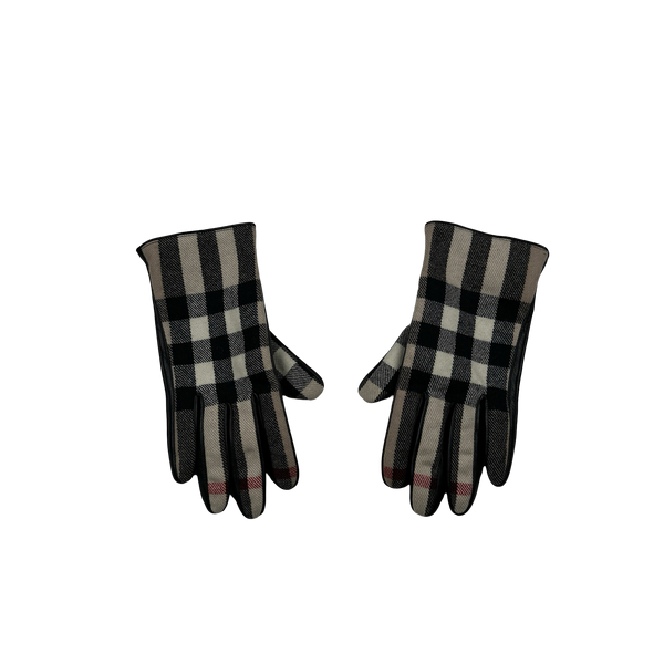 Burberry Leather Nova Check Gloves