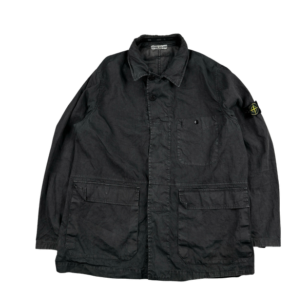 Stone Island 2005 Vintage Grey Lino Flax Overshirt Jacket - XXL