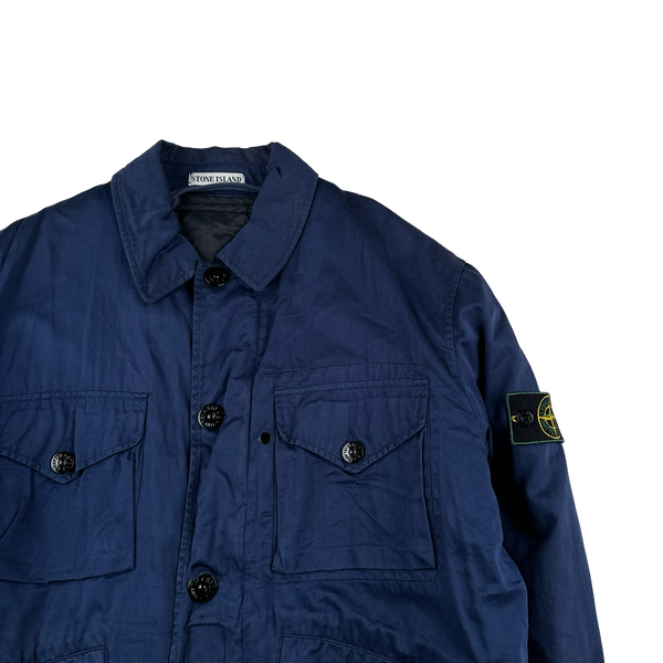 Stone Island 1996 Blue Raso Gommato Dutch Rope Vintage Jacket - Large