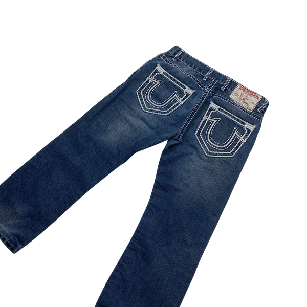 True Religion Blue Rocco Contrast Stitch Denim Jeans - 36"