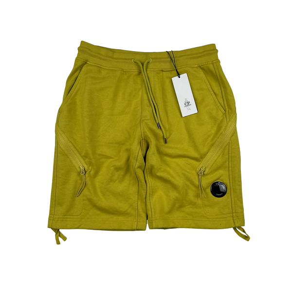 CP Company Mustard Cotton Fleece Lens View Shorts - Small