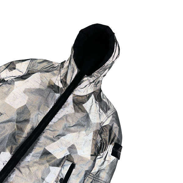 Stone Island 2012 Silver Fleece Lined 30th Anni Camo Reflective Jacket - Small