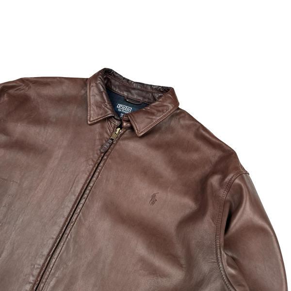 Ralph Lauren Brown Heavyweight Leather Jacket - Large