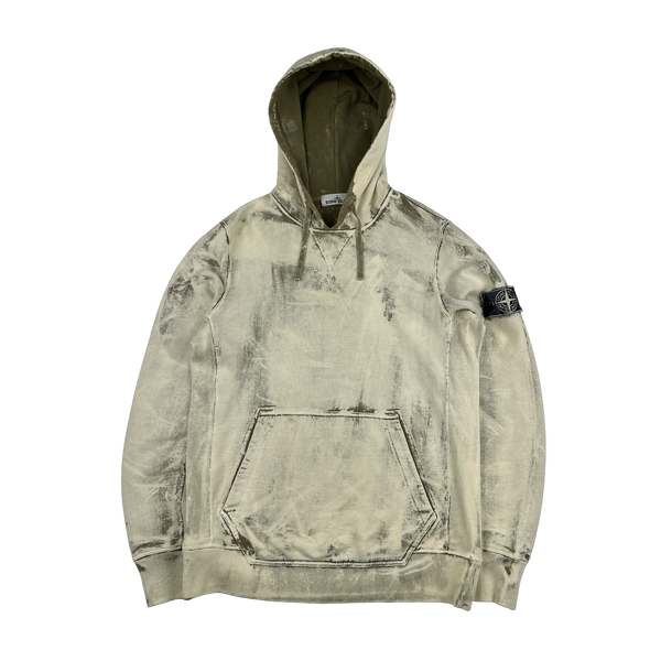 Stone Island 2017 Khaki Hand Corrosion Pullover Hoodie - Medium