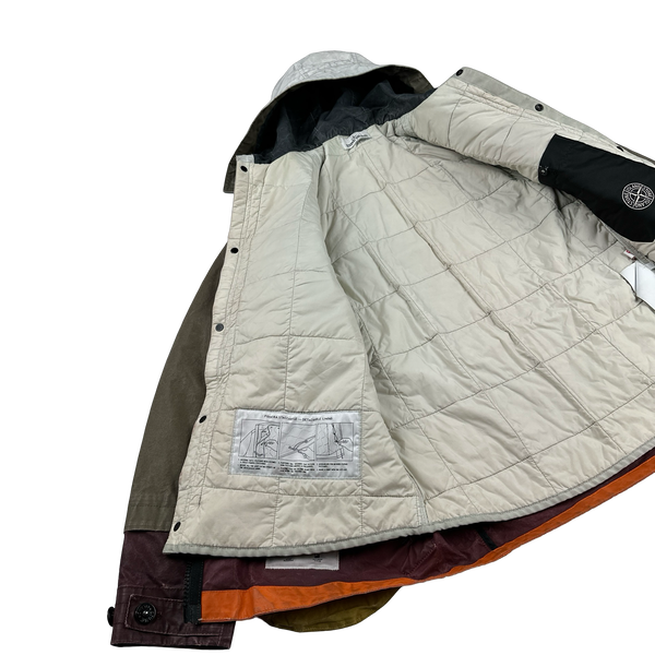 Stone Island 2019 Tela Placcata Resin Coated Bicolore Hooded Jacket - Small