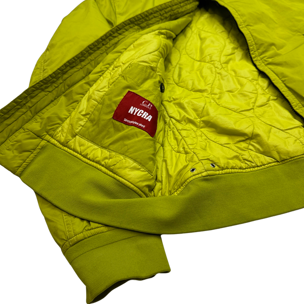 CP Company Lime Green Nycra Padded Bomber Jacket - Large