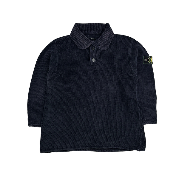 Stone Island Vintage 1995 Navy Chenille Knit Pullover - Medium