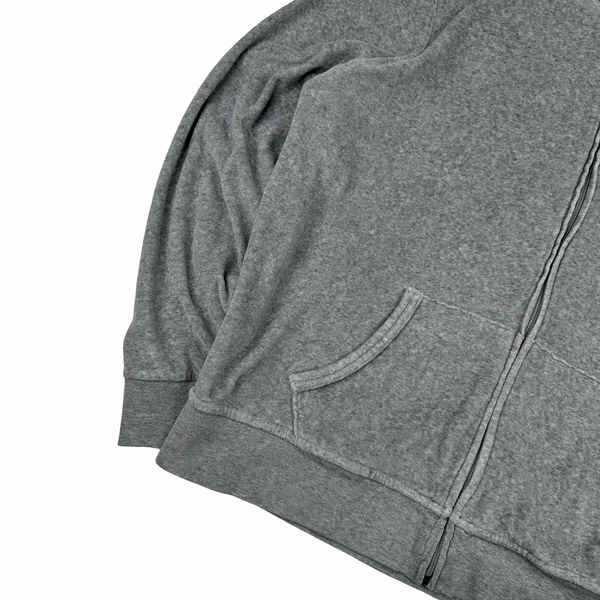Ralph Lauren Grey Towelling Cotton Blend Zipped Hoodie - Large