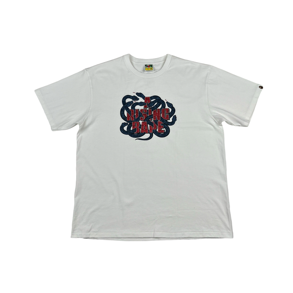 Bape Graphic A Rising Bape Spellout White T Shirt - XXL