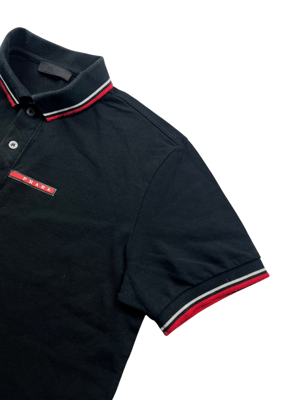 Prada Black Cotton Polo - Medium