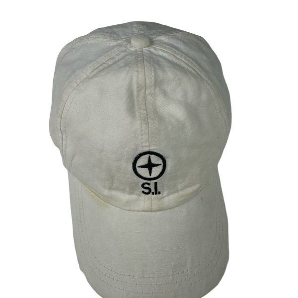 Stone Island Denims White Canvas Cotton Embroidered Cap