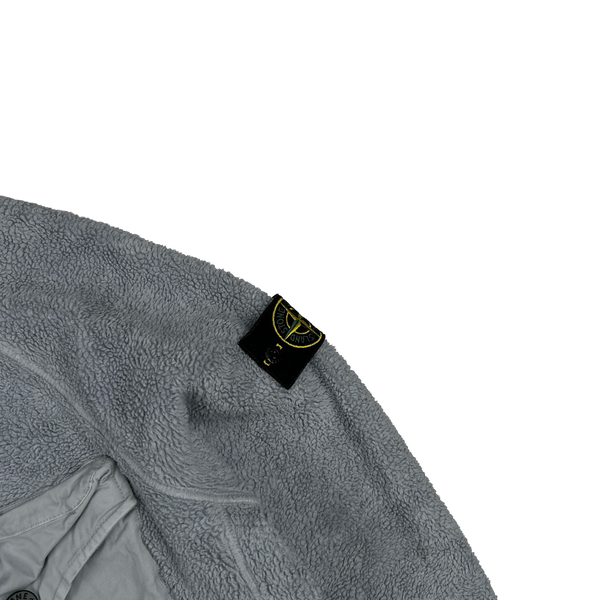Stone Island 2021 Grey Teddy Fleece Zipped Jacket - Large