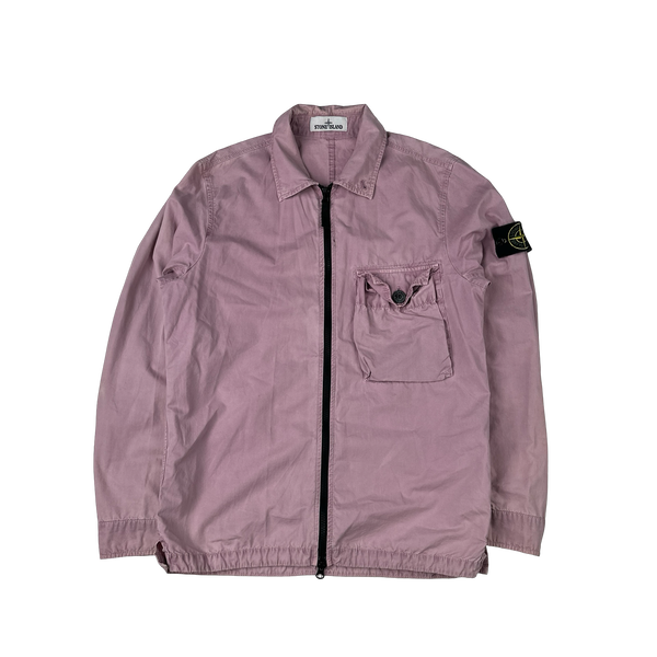 Stone Island 2020 Pink Zipped Cotton Overshirt - Small
