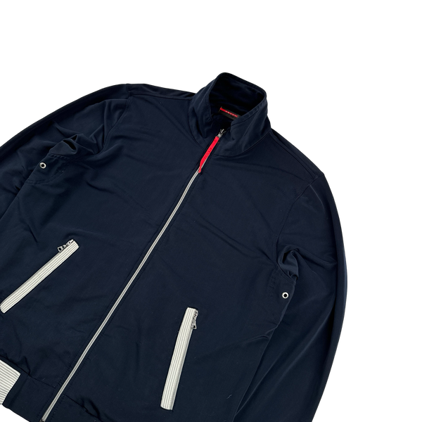 Prada Navy Nylon Stretch Zipped Jumper - Medium