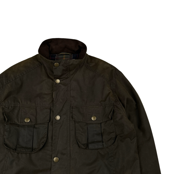 Barbour Corbridge Brown Cotton Flannel Lined Wax Field Jacket - Small