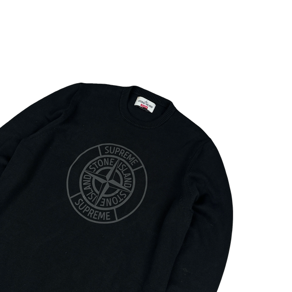 Stone Island x Supreme Thick Cotton Reflective Spellout Knit Jumper - Medium