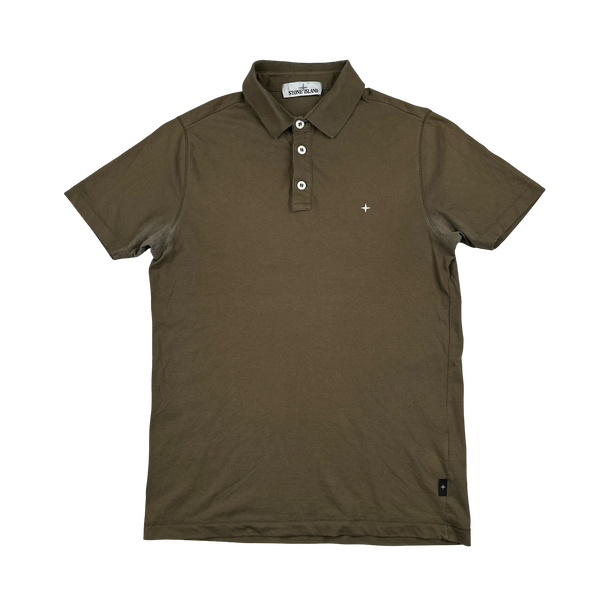 Stone Island 2019 Khaki Stellina Cotton Polo Shirt - Large