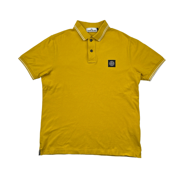 Stone Island 2019 Yellow Cotton Polo Shirt - Large