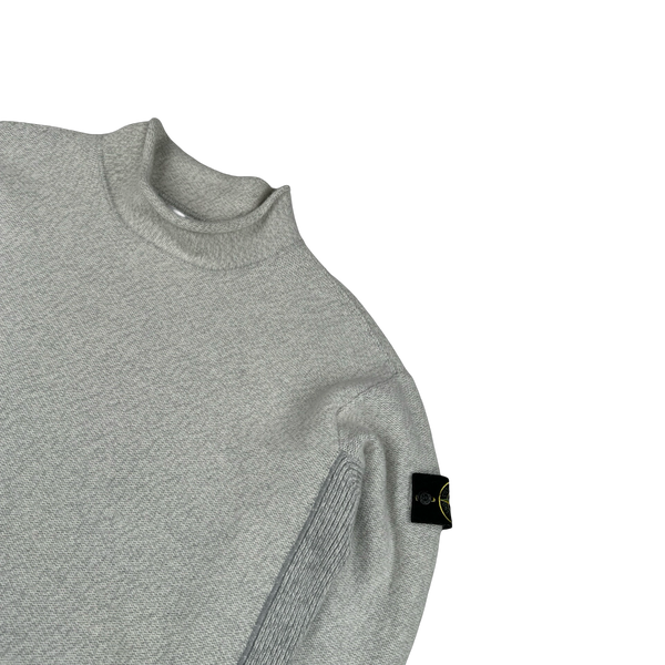 Stone Island 2022 Grey Mock Neck Knit Jumper - Large