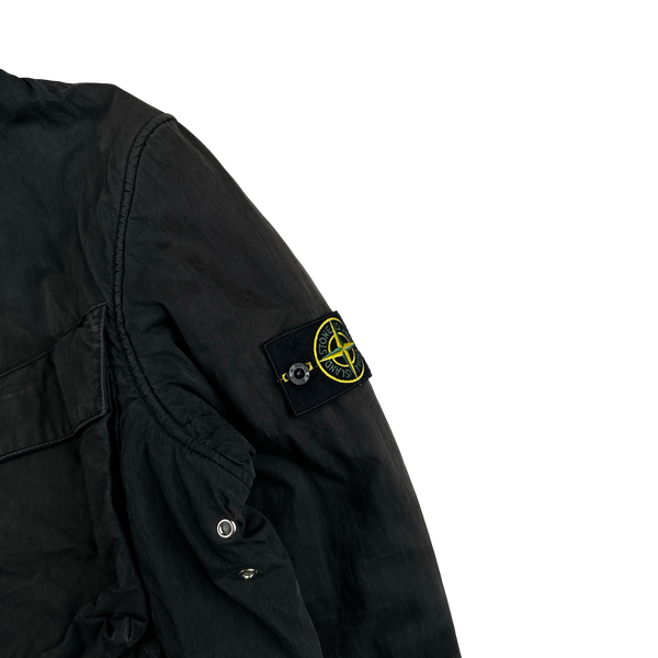 Stone Island Black Cotton Quilted Hooded Jacket - XL