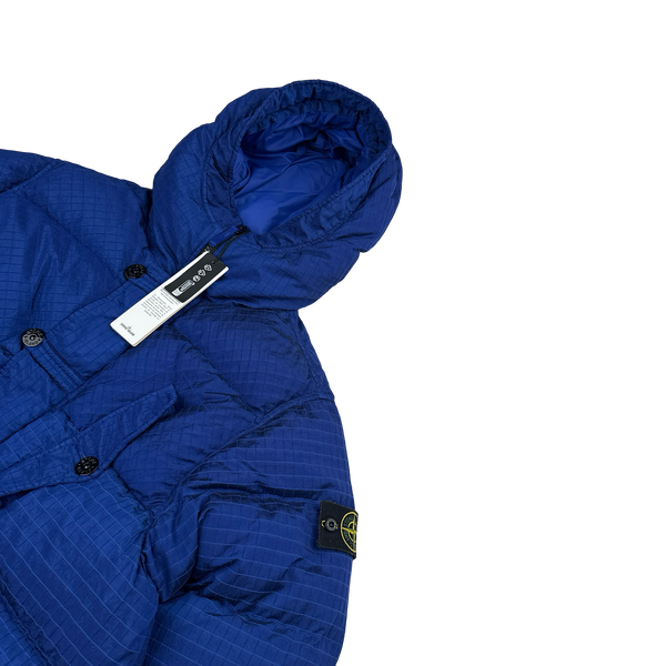 Stone Island 2023 Blue Nylon Metal Macro Riptstop Econyl Regenerated Nylon Down TC Jacket - Medium