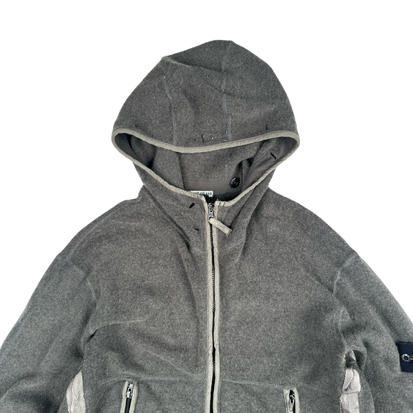 Stone Island 2004Grey Fleeced Zip Up Hoodie - Medium