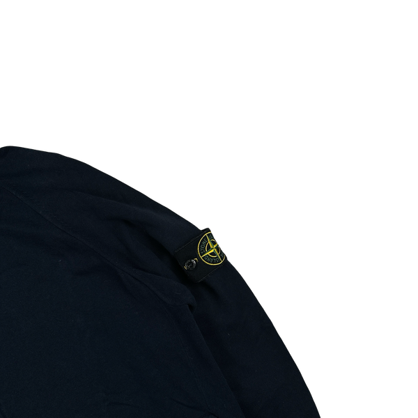 Stone Island 2023 Navy Cotton Knit Hooded Zipped Jumper - Large