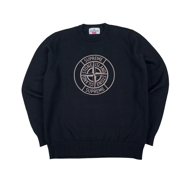 Stone Island x Supreme Thick Cotton Reflective Spellout Knit Jumper - Large