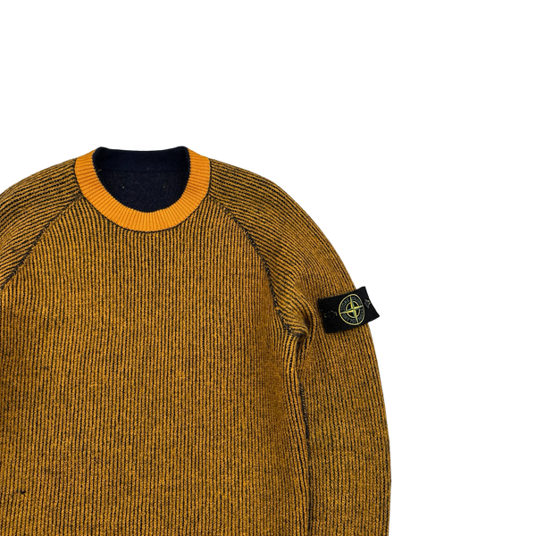 Stone Island Reversible Orange/Navy Contrast Knit Jumper - Medium